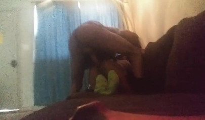 Cute girl with a small booty rides a huge big black cock and enjoys it all