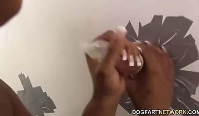 Hot ebony chick Layton Benton goes out to prowl for white dick and she finds one