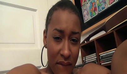 Hot ebony chick gets interviewed and then she touches her cunt and masturbates