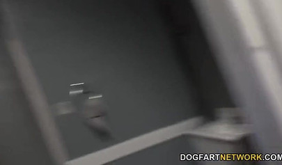 Hot ebony teen Monique Symone by sucking a big stranger dick at the gloryhole