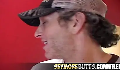 Ebony slut with giant melons has her asshole filled balls deep while she sucks