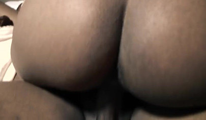 Amateur ebony has her dripping wet pussy filled by an enormous cock as she cums