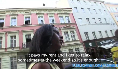 Ebony amateur slut agrees to fuck a stranger for loads of cash in her apartment