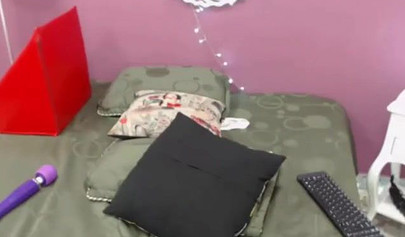 Ebony slut with gigantic tits uses a vibrator to stimulate her pussy and cums