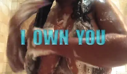 Kinky black MILF washes her gigantic tits and gives you jerk off instructions