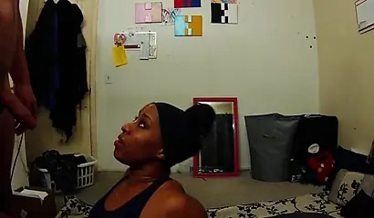 Black babe is so proud of her cock sucking skills that she has to take a snap