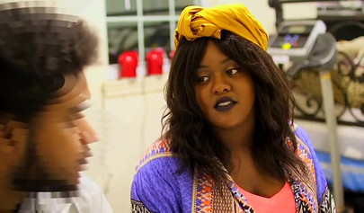 Black babe makes her lover's cock large by giving him a footjob and rides him