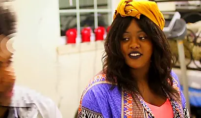 Black babe makes her lover's cock large by giving him a footjob and rides him