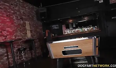 Young ebony stunner has her pussy drilled by many dicks after deepthroating them