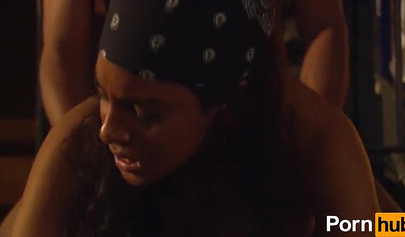 Black babe is happy to suck a cock in public before she is fucked doggy style