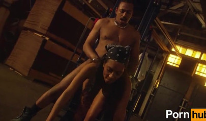 Black babe is happy to suck a cock in public before she is fucked doggy style