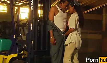 Black babe is happy to suck a cock in public before she is fucked doggy style