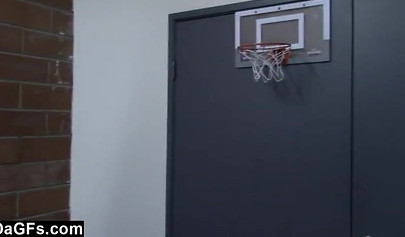 Ebony teen deepthroats her man and takes it doggy style after playing basketball