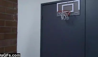 Ebony teen deepthroats her man and takes it doggy style after playing basketball