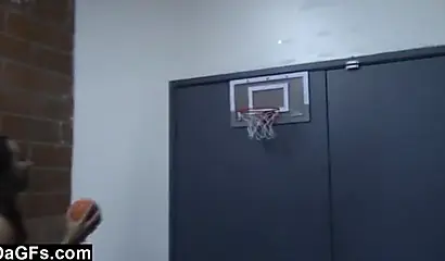 Ebony teen deepthroats her man and takes it doggy style after playing basketball