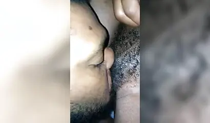 Ebony amateur has her wet and hairy pussy licked as she prepares to get fucked