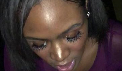 Kinky ebony amateur sucks it deep but then takes a king size dick up her asshole