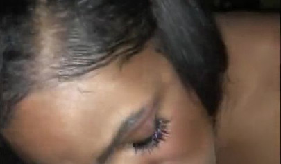 Kinky ebony amateur sucks it deep but then takes a king size dick up her asshole