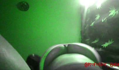 Horny black babe Gaia Monroe strips naked and seduces live cams with her big tits