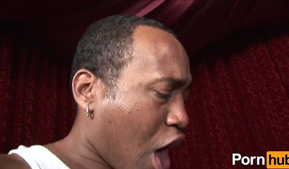 Lusty ebony mommy chokes on a fat black cock before being hammered balls deep