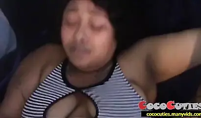 Chubby ebony amateur enjoys rubbing her clit before taking a hard rod balls deep