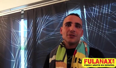 Sensual black babe with curly hair stripped naked and used by two big horny dicks