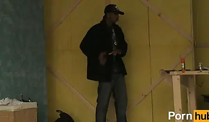 Horny black babe slobbers on a massive rod before being pounded rough and hard