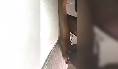 Lusty black girl enjoys giving a sloppy blowjob before being railed from behind