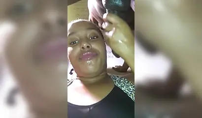 Lusty black girl enjoys giving a sloppy blowjob before being railed from behind