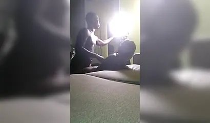 Lusty black girl enjoys giving a sloppy blowjob before being railed from behind