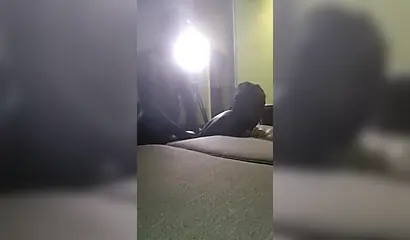Lusty black girl enjoys giving a sloppy blowjob before being railed from behind