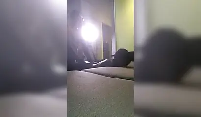 Lusty black girl enjoys giving a sloppy blowjob before being railed from behind