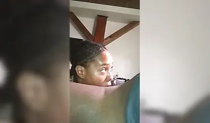 Lusty black girl enjoys giving a sloppy blowjob before being railed from behind