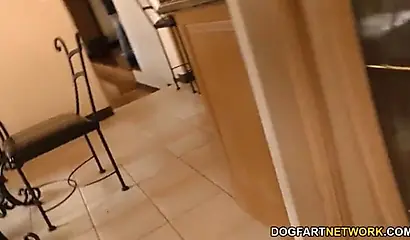 Two horny ebonies Chanell Heart and Jenna Foxx fucked rough by a massive cock