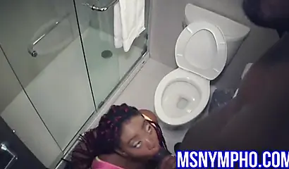 Thick ebony with huge butt and big tits enjoys having a hard cock in her pussy