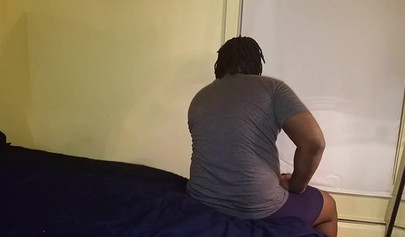 Ebony amateur slobbers on a big black cock before taking it balls deep in her cunt