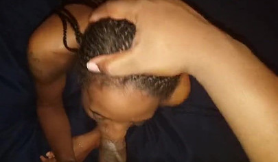 Ebony amateur slobbers on a big black cock before taking it balls deep in her cunt