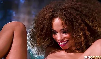 Horny ebony is riding a big white dick on a first date