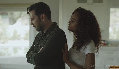 Sexy black babe gets drilled hard by a big cock