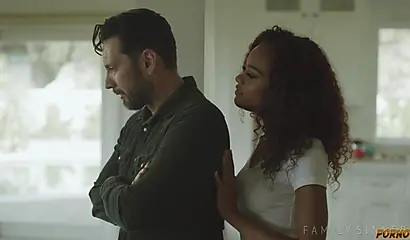 Sexy black babe gets drilled hard by a big cock