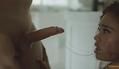 Sexy black babe gets drilled hard by a big cock