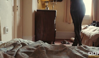 Hot ebony in latex outfit gets her ass slammed by a huge dick