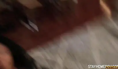 Beautiful ebony enjoying a white cock after a romantic dinner