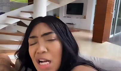 Busty wife satifying her hubby and taking his dick in her cunt