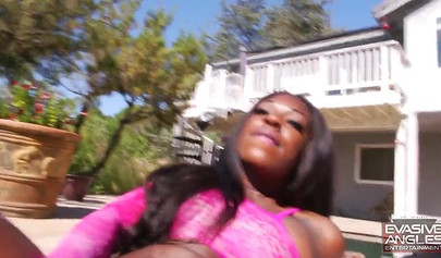 Horny black goddess Cherry Cola is riding a huge black cock