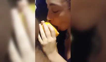 Amateur blowjob and sex with curly-haired ebony babe