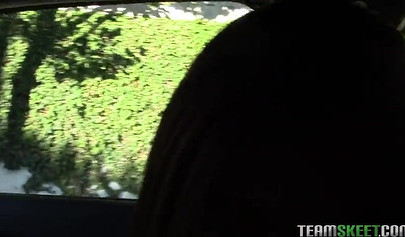 Young ebony girl sucks and fucks for money