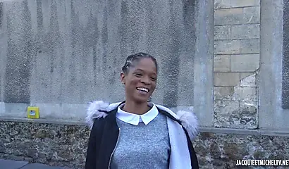 Petite ebony cutie in sexy stockings gets fucked hard