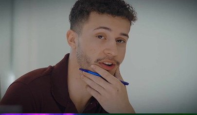 Two beautiful girls serve a horny guy on a white couch