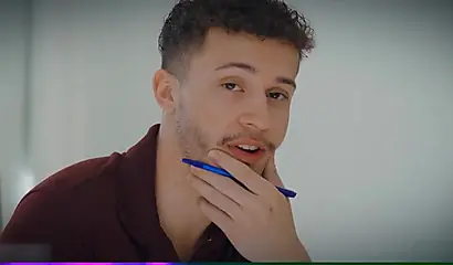 Two beautiful girls serve a horny guy on a white couch